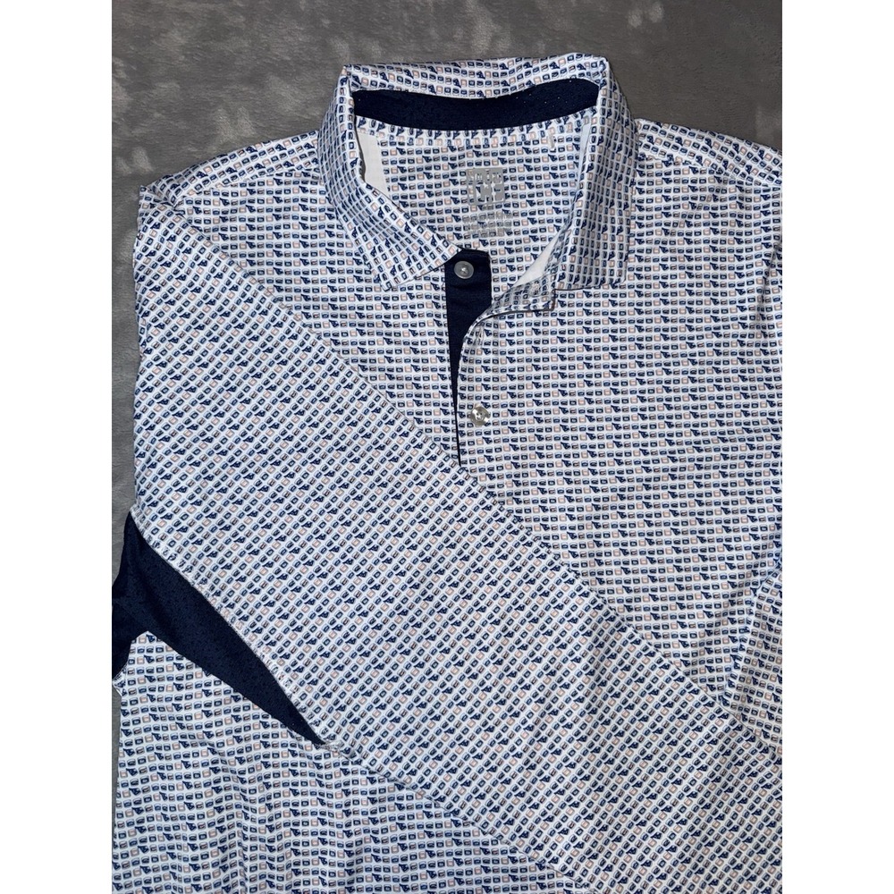 SanSoleil Mens Large Sol Tek Ice Long Sleeve Polo Shirt‎ AOP Performance Golf